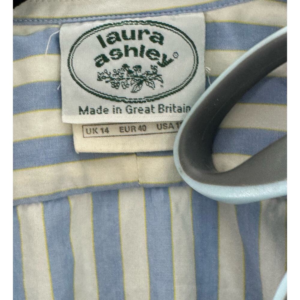 Laura Ashley Vintage Blue White Striped Button Up Shirt UK 12 EU 40 (READ) - Picture 2 of 8